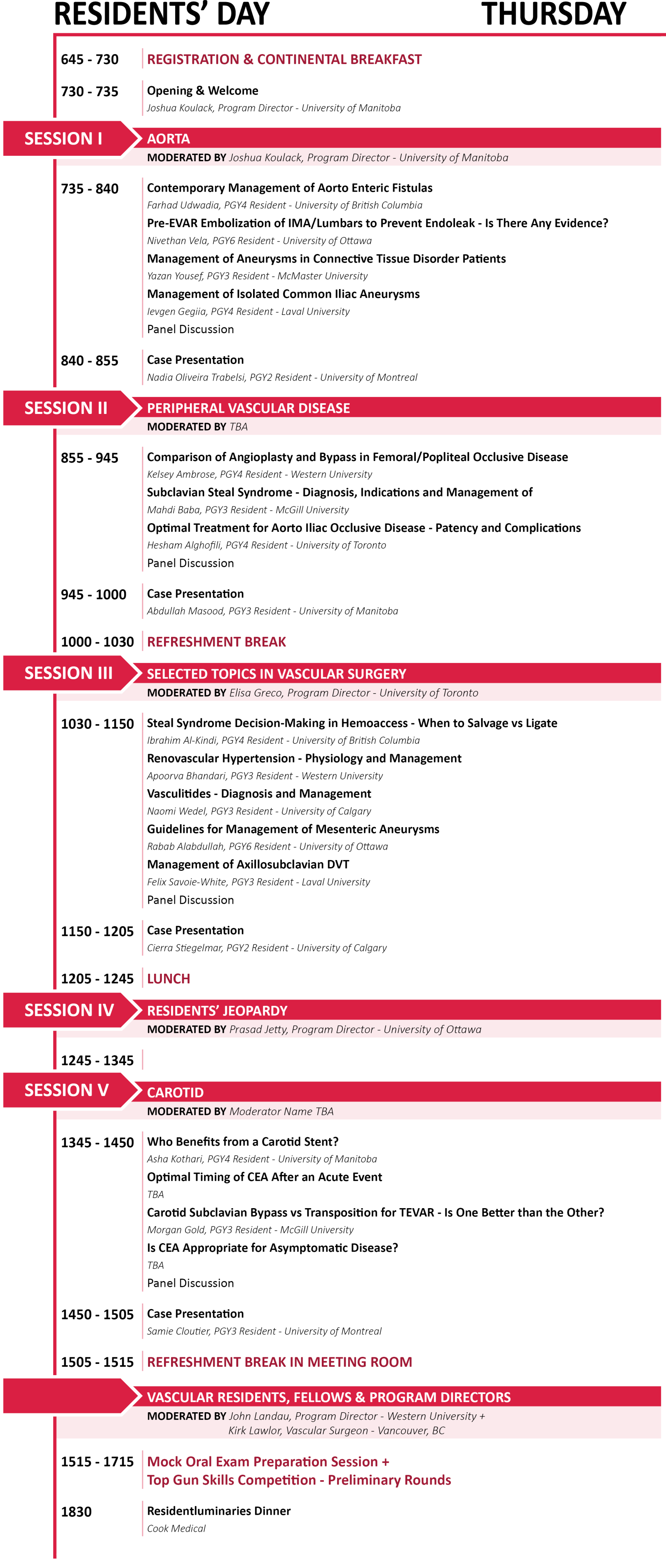 Thursday Program Details