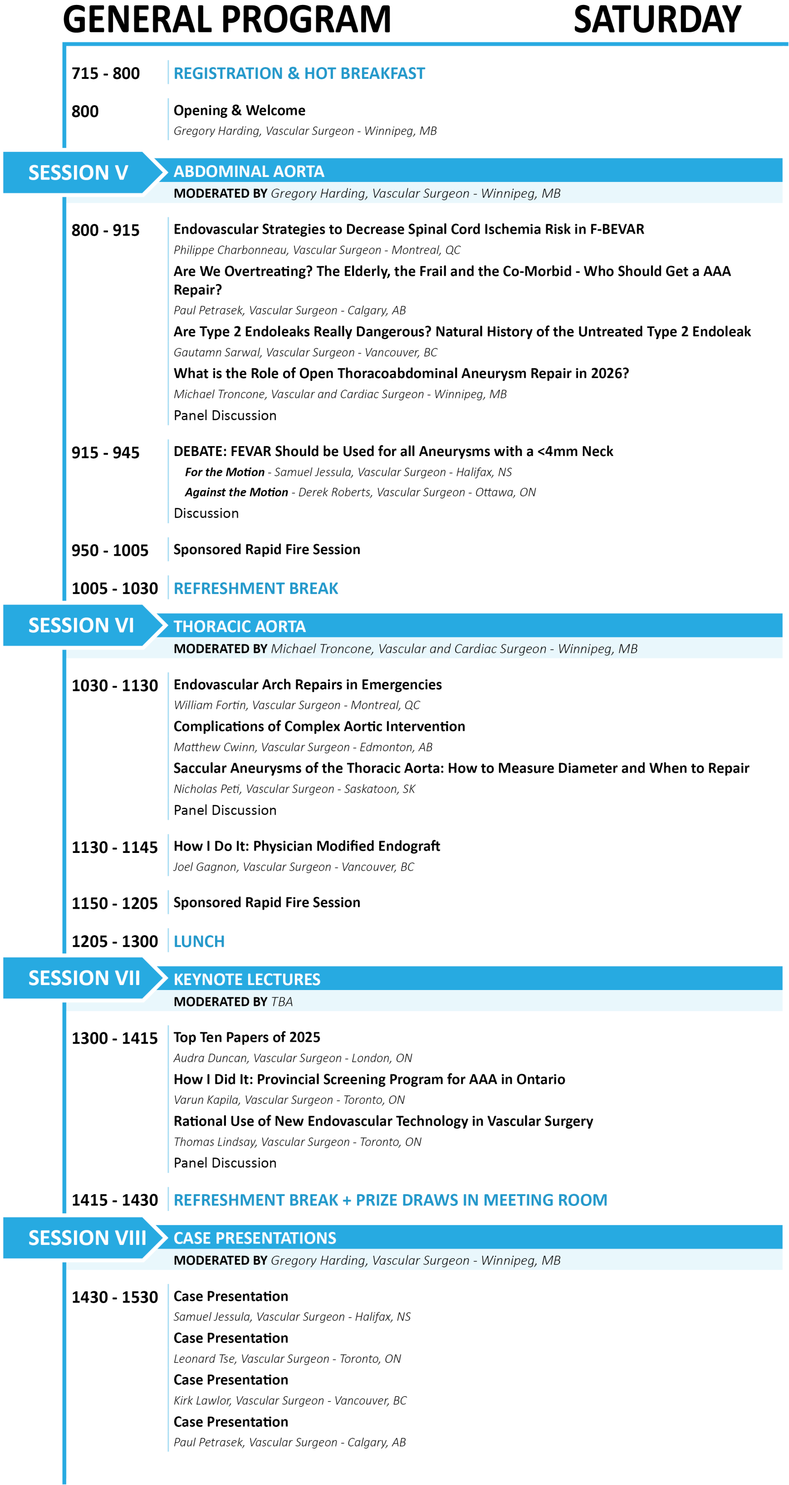 Saturday Program Details