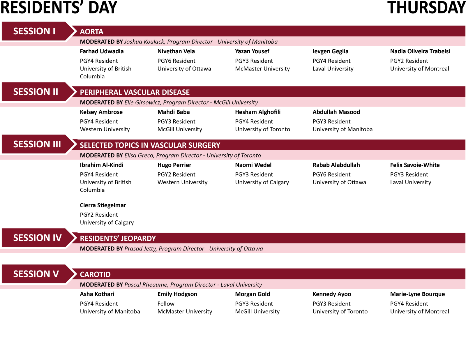 Thursday Speaker List