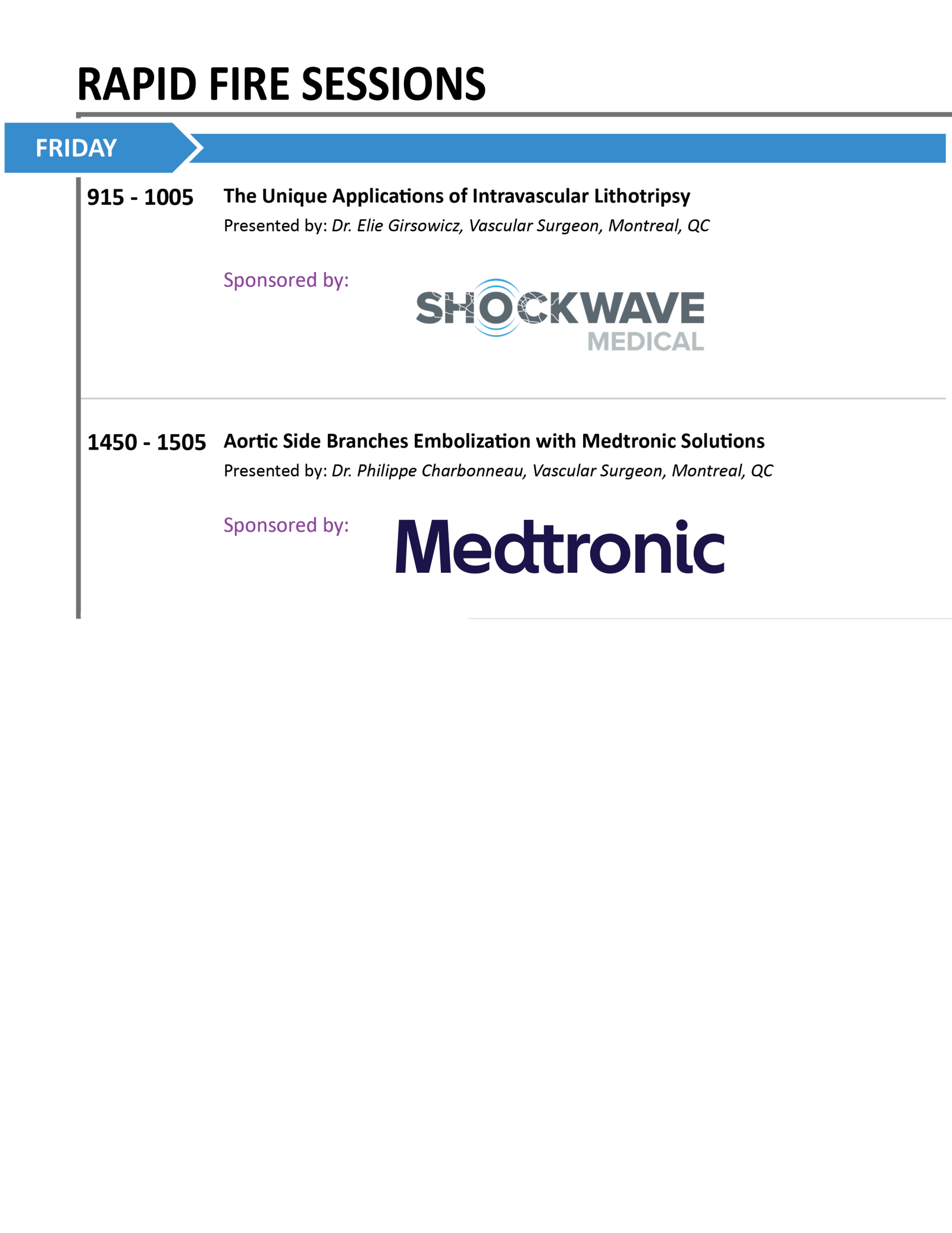 Friday Rapid Fire Sessions